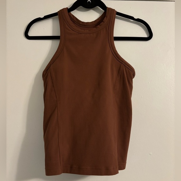 Lululemon Ribbed Nulu Racerback Yoga Tank Top Roasted Brown - Picture 3 of 6